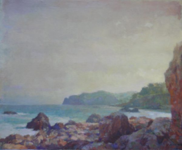 Alcover cuadro oleo paisaje mar acantilado
