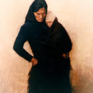 Alcover cuadro oleo figurativo mujer niño
