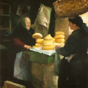 Alcover cuadro oleo figurativo mercado quesos